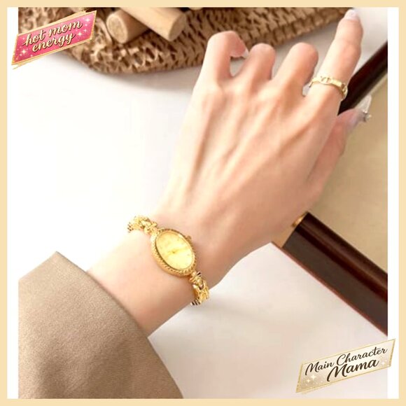 Vintage Oval Roman Dial Quartz Watch Dainty Bracelet Waterproof Dress main image 6